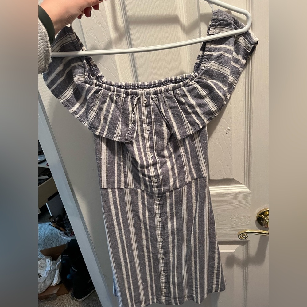 Blue and white buttoned down dress